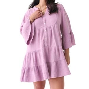 Faherty Dream Cotton Gauze Kasey Dress in Nirvana Purple SIZE LARGE